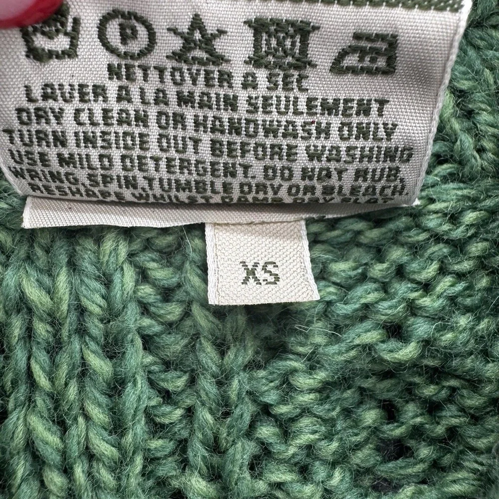Carraig Donn Womens Merino Wool Aran Irish Wrap Sweater Size‎ XS Green Fisherman - Picture 4 of 12